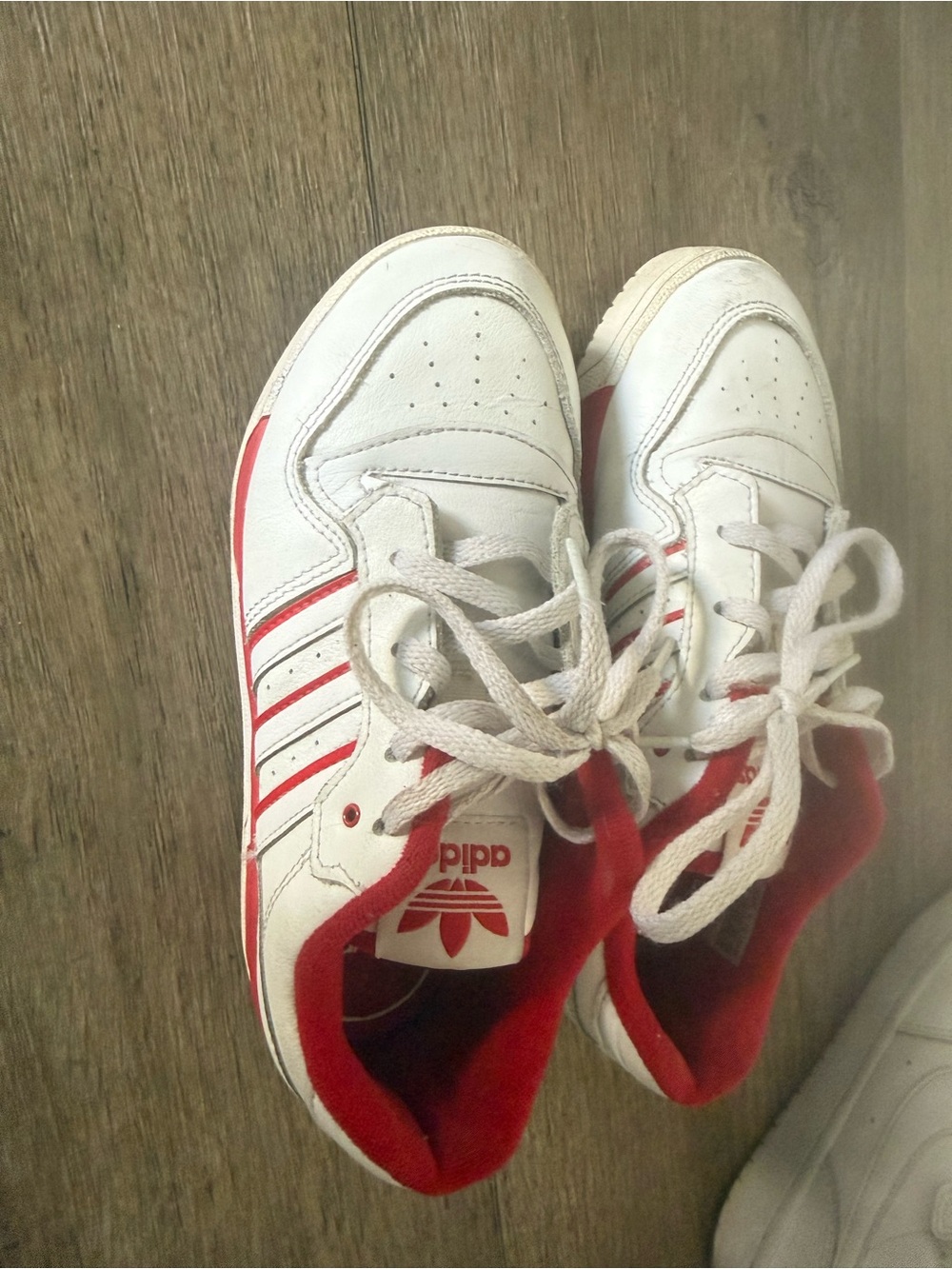 adidas Kids White and Red Retro Stripe Sneakers